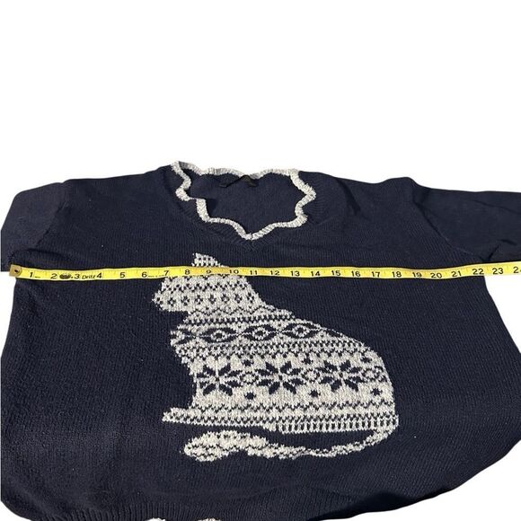 BloomChic Blue and White Crew Neck Sweater - Picture 2 of 5